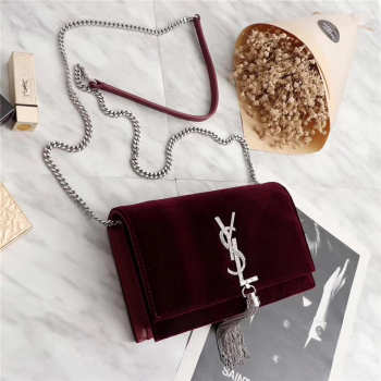 YSL Saint Laurent in Red Bag with Silver Hardware