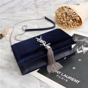 YSL Saint Laurent in Blue Bag with Silver Hardware - 2