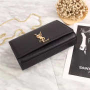 YSL Monogram Leather With Metal Chain Shoulder Bag In Light Black 26571 - 2