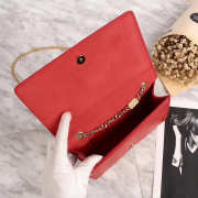 YSL Monogram Leather With Metal Chain Shoulder Bag In Red 26571 - 5