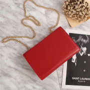 YSL Monogram Leather With Metal Chain Shoulder Bag In Red 26571 - 6