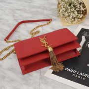 YSL Classic Calfskin Mini Chain Bag in Red 26817 - 5