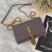 YSL Classic Calfskin Mini Chain Bag in Gray 26817 - 1