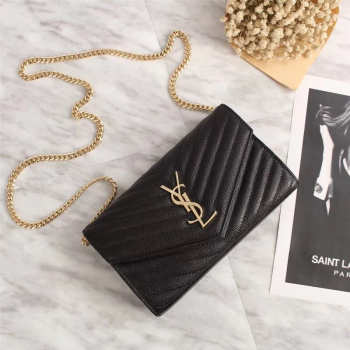 YSL Envelope Shoulder Bag in Black with Gold Hardware 26801