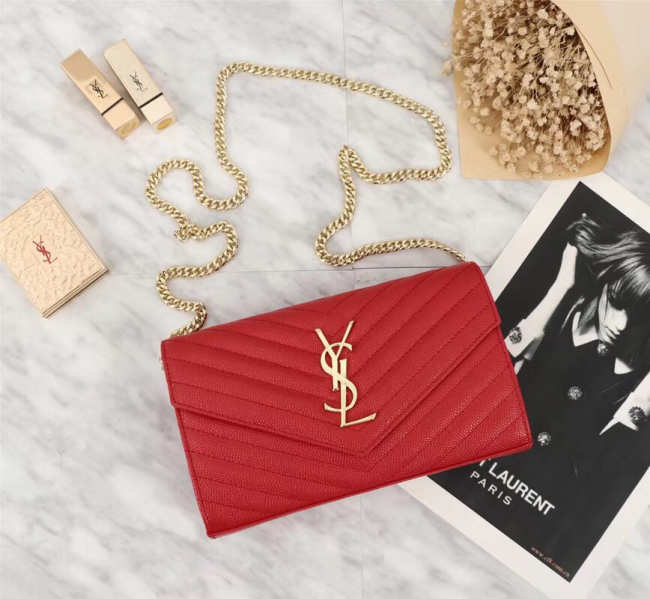 YSL Envelope Shoulder Bag in Red 26801 - 1