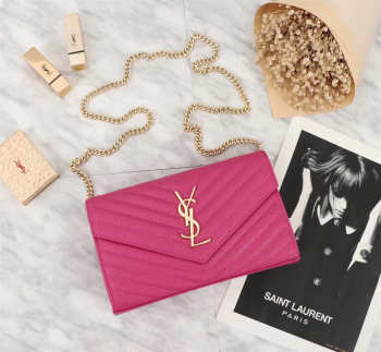 YSL Envelope Shoulder Bag in Rose Red 26801