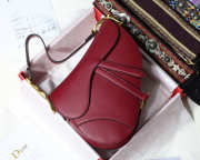 Dior Oblique Calfskin leather Saddle Large Bag in Wine Red - 2