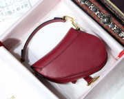 Dior Oblique Calfskin leather Saddle Small Bag in Wine Red - 3