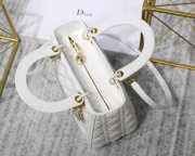 Dior Lady Dior Leather White Handbag With Gold Hardware - 4