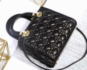 Dior Lady Dior Leather Black Handbag With Gold Hardware - 2