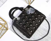 Dior Lady Dior Leather Black Handbag With Silver Hardware - 1