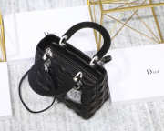 Dior Lady Dior Leather Black Handbag With Silver Hardware - 3