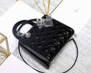 Dior Lady Dior Leather Handbag in Black With Silver Hardware - 1