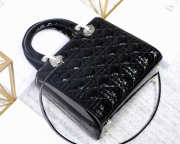 Dior Lady Dior Leather Handbag in Black With Silver Hardware - 3