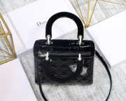 Dior Lady Dior Leather Handbag in Black With Silver Hardware - 4