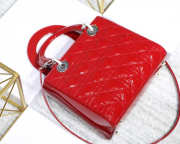 Dior Lady Dior Leather Handbag in Red With Silver Hardware - 3