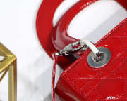 Dior Lady Dior Leather Handbag in Red With Silver Hardware - 4