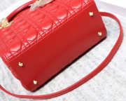 Dior Lady Dior Leather Red Handbag With Gold Hardware - 3