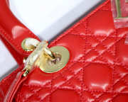 Dior Lady Dior Leather Red Handbag With Gold Hardware - 5