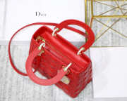 Dior Lady Dior Leather Red Handbag With Gold Hardware - 6