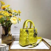 Dior Lady Dior Leather Yellow Handbag - 1