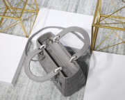 Dior Lady Dior Leather Gray Handbag With Silver Hardware - 4