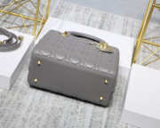 Dior Lady Dior Leather Gray Handbag With Gold Hardware - 4