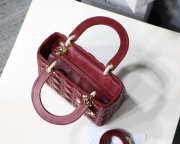 Dior Lady Dior Leather Wine Red Handbag With Gold Hardware - 4