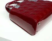 Dior Lady Dior Leather Wine Red Handbag With Silver Hardware - 4