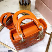 Dior Lady Dior Leather Orange Handbag - 2