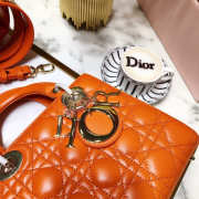 Dior Lady Dior Leather Orange Handbag - 4