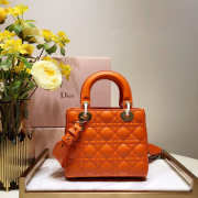 Dior Lady Dior Leather Orange Handbag - 5