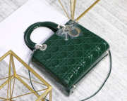 Dior Lady Dior Leather Green Handbag With Silver Hardware - 1