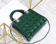 Dior Lady Dior Leather Green Handbag With Silver Hardware - 2