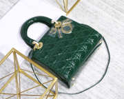 Dior Lady Dior Leather Green Handbag With Gold Hardware - 1