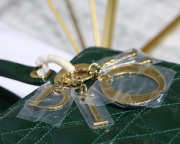 Dior Lady Dior Leather Green Handbag With Gold Hardware - 6