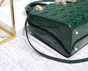 Dior Lady Dior Leather Green Handbag With Gold Hardware - 4