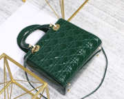 Dior Lady Dior Leather Green Handbag With Gold Hardware - 2