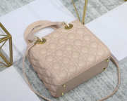 Dior Lady Dior Leather Light Pink Handbag With Gold Hardware - 2