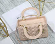 Dior Lady Dior Leather Light Pink Handbag With Gold Hardware - 6