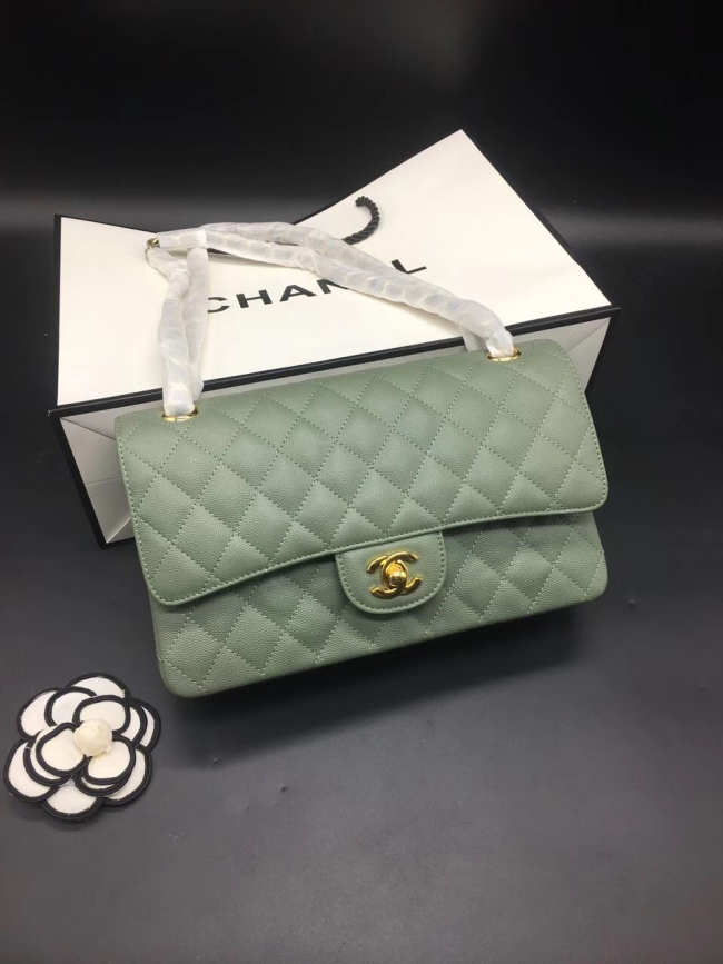 Chanel Flap Bag Caviar in Light Green 25cm with Gold Hardware - 1