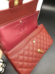 Chanel Flap Bag Caviar in Maroon Red 25cm with Gold Hardware - 6