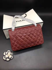 Chanel Flap Bag Caviar in Maroon Red 25cm with Silver Hardware - 2