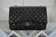 Chanel Lambskin Flap Bag in Black 33cm with Silver Hardware - 1