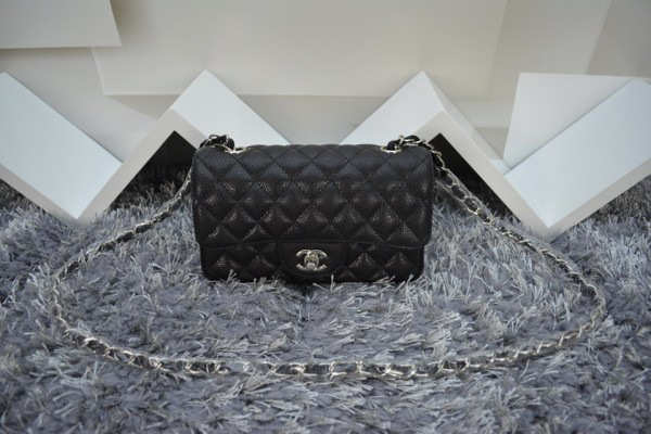 Chanel Flap Bag Caviar in Black 20cm with Silver Hardware - 1