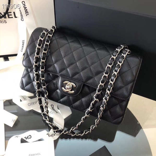 Chanel Flap Bag Caviar in Black 25cm with Silver Hardware - 1