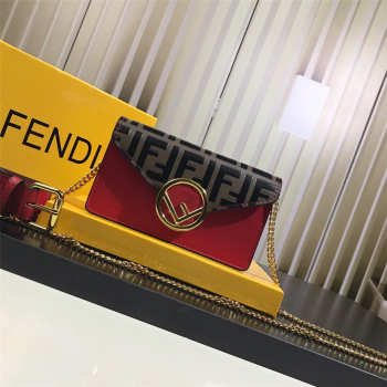 Fendi Original Calfskin Leather Pocket With Red