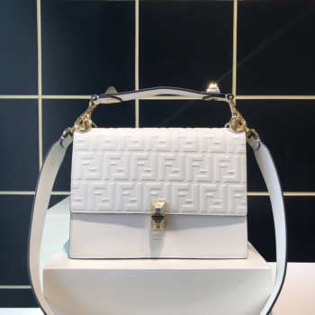 Fendi Kan I Flip Leather Bag in White