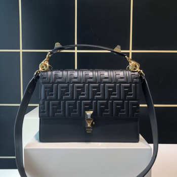 Fendi Kan I Flip Leather Bag in Black