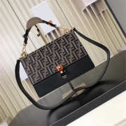 Fendi Kan I Flip Leather Bag in Black and Gray - 2